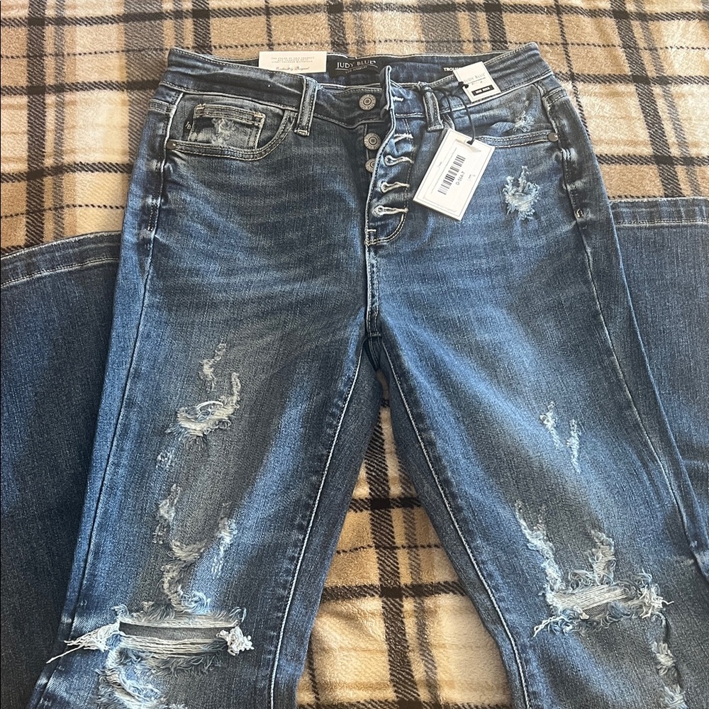 Distressed Blue Jeans